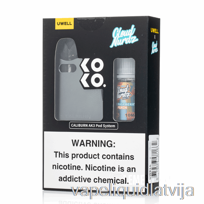 Uwell X Dv Caliburn Ak3 Komplekts + 50mg Nic Salt [pelēks] Mākonis Nurdz - Zils Aveņu Persiku Vape šķidrums